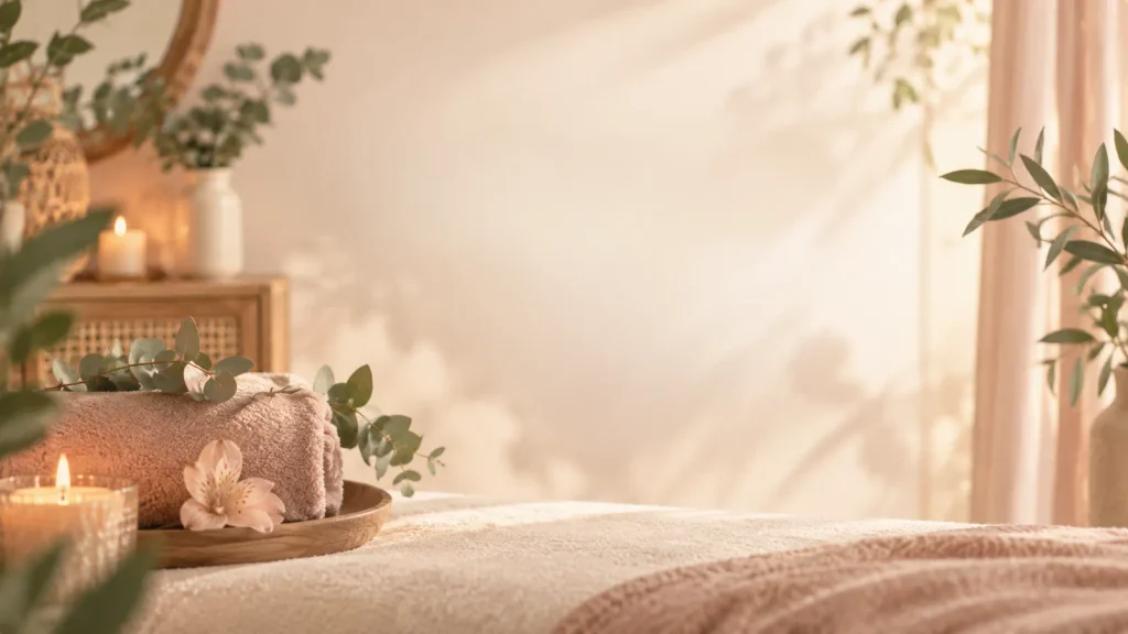 Espace de massage bien-être à Nice, ambiance douce et chaleureuse