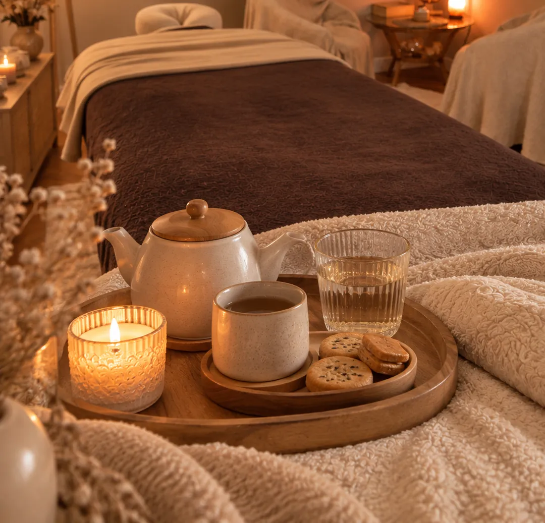 Thé servi après le massage